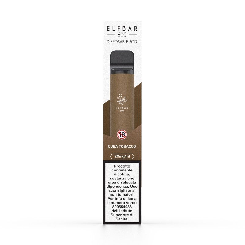 Elf Bar 600 Disposable Pod Mod - Cuba Tobacco - 20Mg/ml Tabacchi 20 mg
